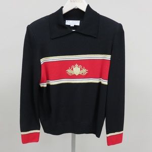 St John Collection Black Crested Sweater